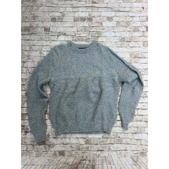 PECONIC BAY TRADERS Men’s Blue Marled Gray Knit Sweater Size L Wool - Picture 1 of 5